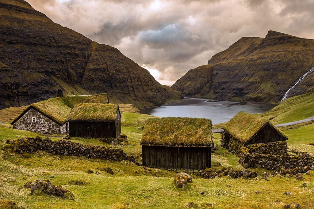 Faroe Islands Photo Workshop - Arctic Exposure - Turf houses nestled in a green valley